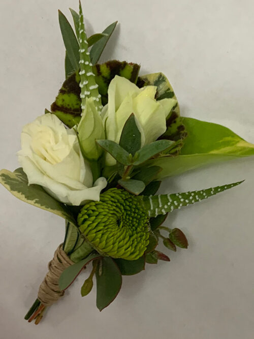 White Boutonniere for Dance or Bridal Boutonniere
